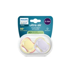 Lot de 2 sucettes silicone 0-6M Ultra Air unies (lot aléatoire)
