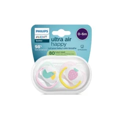 Lot de 2 sucettes silicone 0-6M Ultra Air décorées (lot aléatoire)