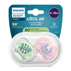 Lot de 2 sucettes silicone 6-18M Ultra Air décorées (lot aléatoire)
