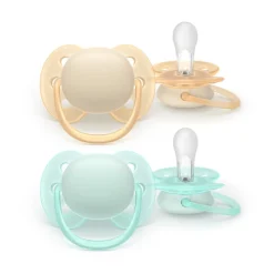Lot de 2 sucettes silicone 0-6M Ultra Soft unies