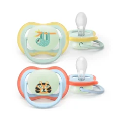Lot de 2 sucettes silicone 0-6M Ultra Air nuit décorées