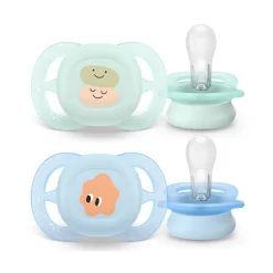 Lot de 2 sucettes silicone 0-2M Ultra Start décorées