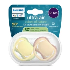 Lot de 2 sucettes silicone 0-6M Ultra Air unies