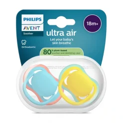 Lot de 2 sucettes silicone 18M+ Ultra Air unies (lot aléatoire)