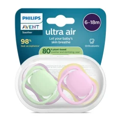 Lot de 2 sucettes silicone 6-18M Ultra Air unies (lot aléatoire)