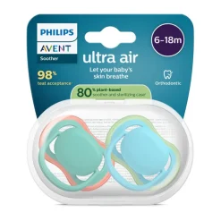 Lot de 2 sucettes silicone 6-18M Ultra Air unies (lot aléatoire)