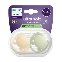 Lot de 2 sucettes silicone 6-18M Ultra Soft unies