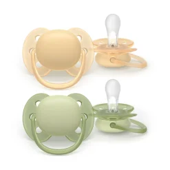 Lot de 2 sucettes silicone 6-18M Ultra Soft unies