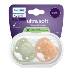 Lot de 2 sucettes silicone 18M+ Ultra Soft décorées