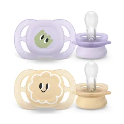 Lot de 2 sucettes silicone 0-2M Ultra Start décorées