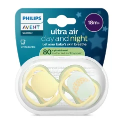 Lot de 2 sucettes silicone 18M+ Ultra Air jour/nuit mix