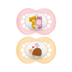 Lot de 2 sucettes silicone Original 6M+ duo d'animaux (modèle aléatoire)