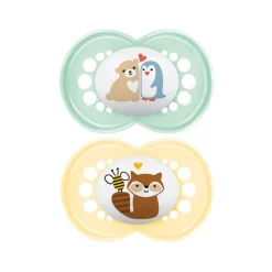 Lot de 2 sucettes silicone Original 6M+ duo d'animaux (modèle aléatoire)