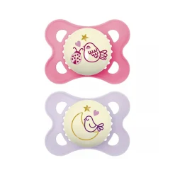 Lot de 2 sucettes silicone Original Nuit 2-6M animaux (modèle aléatoire)