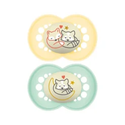 Lot de 2 sucettes silicone Original Nuit 6M+ animaux (modèle aléatoire)