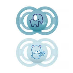 Lot de 2 sucettes silicone Perfect 18M+ animaux (modèle aléatoire)
