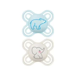 Lot de 2 sucettes silicone Perfect 0-2M animaux (modèle aléatoire)