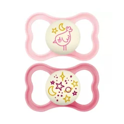 Lot de 2 sucettes silicone Suprême Nuit 18M+ (modèle aléatoire)