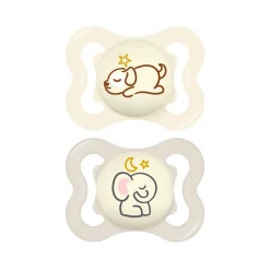 Lot de 2 sucettes silicone Suprême Nuit 2-6M (modèle aléatoire)