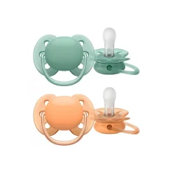 Lot de 2 sucettes Ultra Soft vert et terracotta 18M+