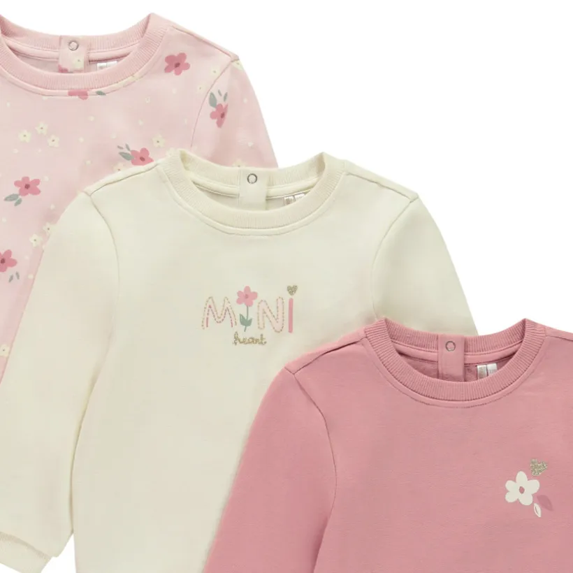 Lot de 3 sweats en molleton fantaisie pour bébé fille