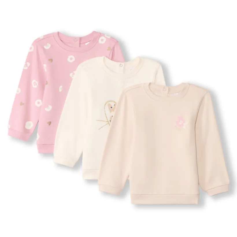Lot de 3 sweats molleton fantaisie pour bébé fille
