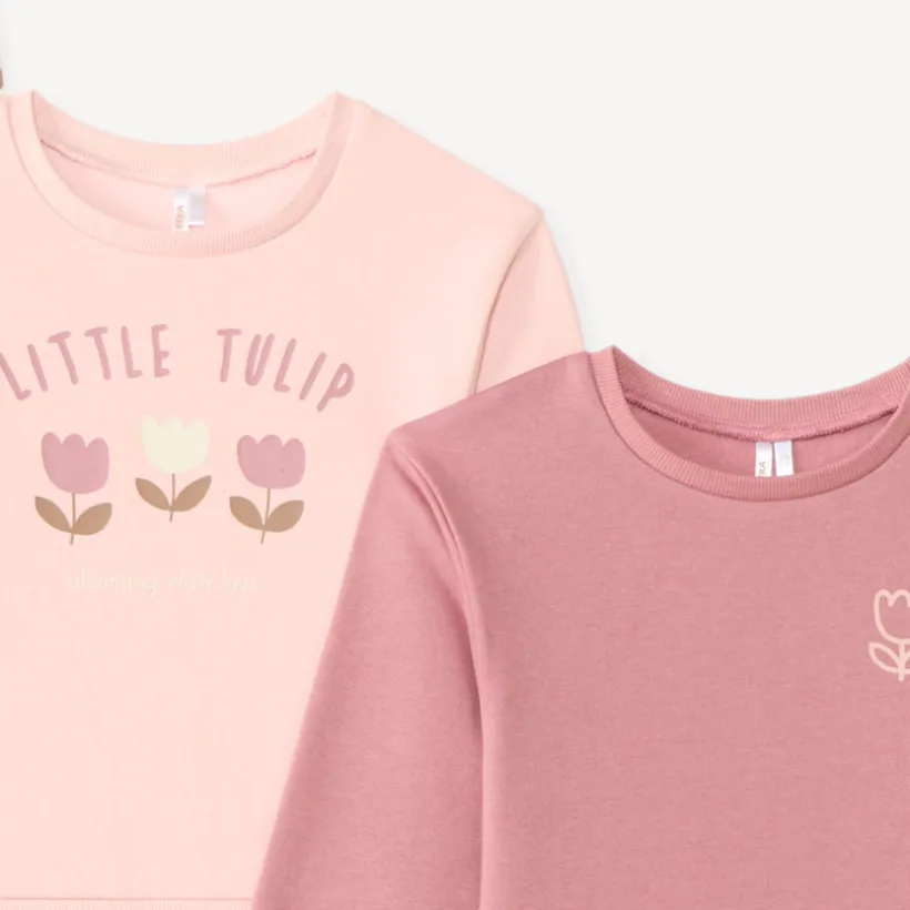 Lot de 3 sweats oversize bébé fille motif tulipe