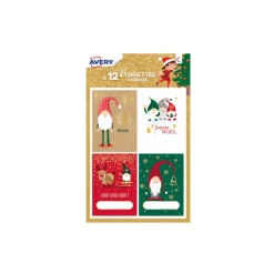 Lot de 12 étiquettes de Noël Lutins