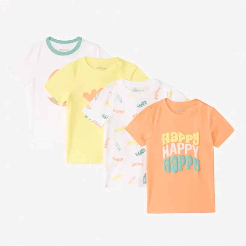Lot de 4 t-shirts manches courtes fantaisie pour bébé garçon