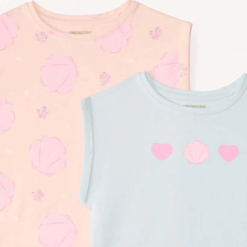 Lot de 2 t-shirts manches courtes forme boîte pour fille