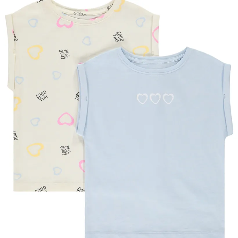 Lot de 2 t-shirts manches courtes forme boîte pour fille