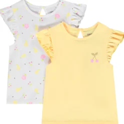 Lot de 2 t-shirts manches courtes volantées en jersey pour bébé fille