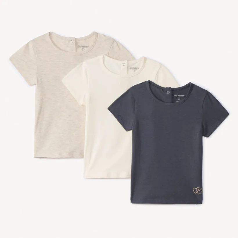 Lot de 3 t-shirts manches courtes unis pour bébé fille