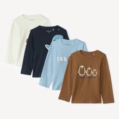 Lot de 4 t-shirts manches longues motifs pingouins pour bébé garçon