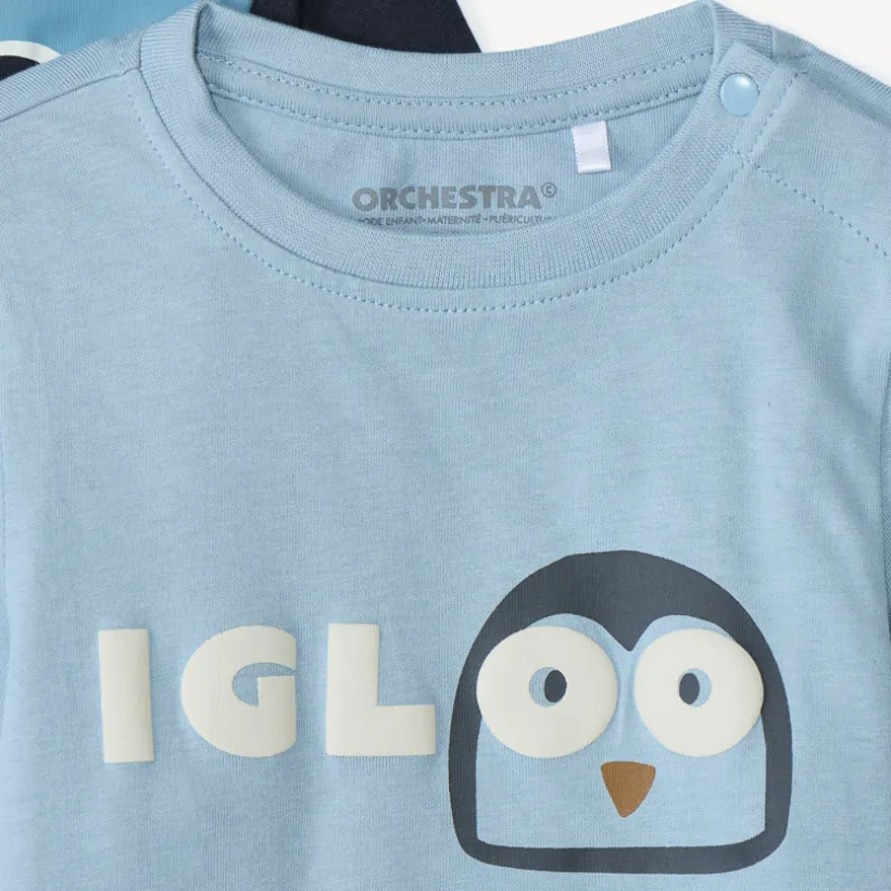 Lot de 4 t-shirts manches longues motifs pingouins pour bébé garçon