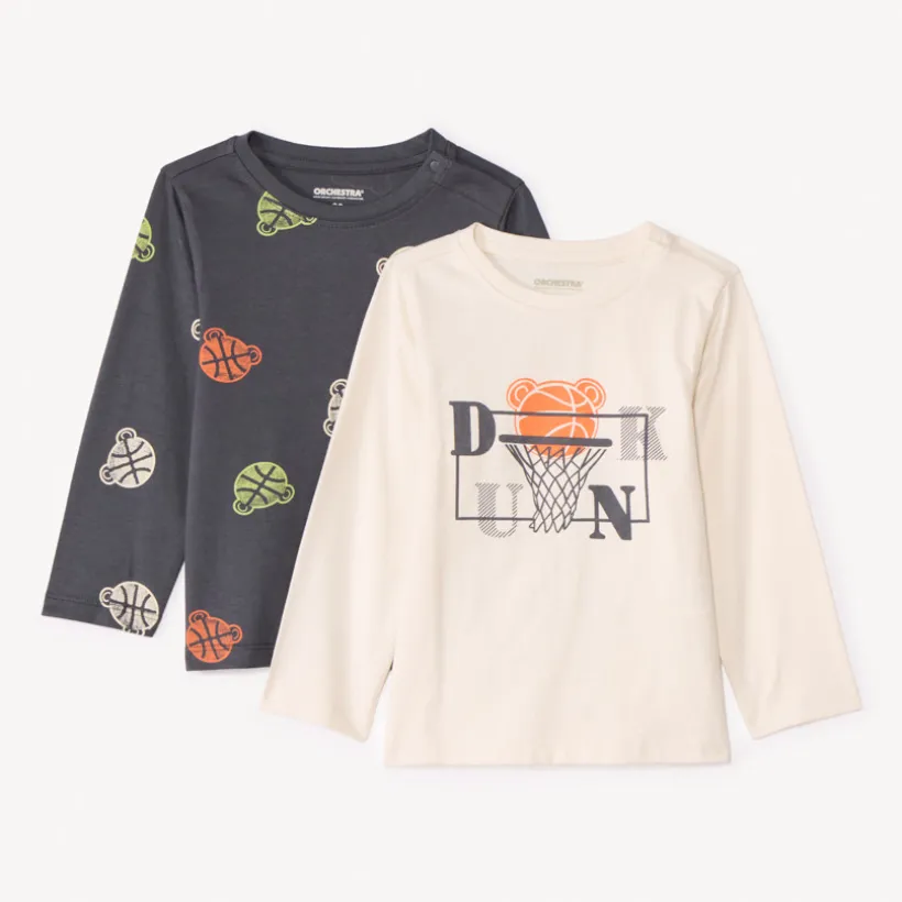 Lot de 2 t-shirts manches longues fantaisie pour bébé garçon