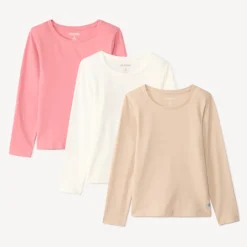Lot de 3 t-shirts manches longues foil print cœur pour fille