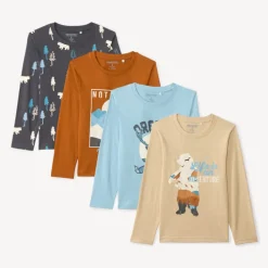 Lot de 4 t-shirts manches longues fantaisie pour garçon