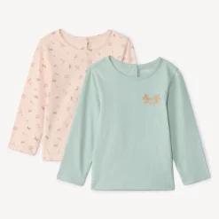 Lot de 2 t-shirts manches longues fantaisie pour bébé fille