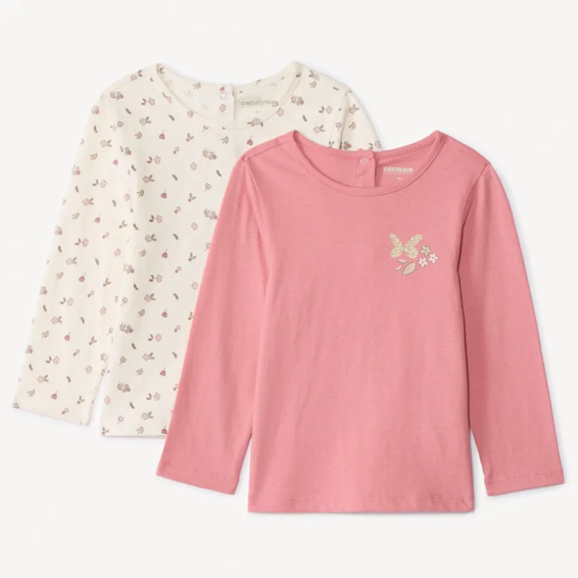 Lot de 2 t-shirts manches longues fantaisie pour bébé fille