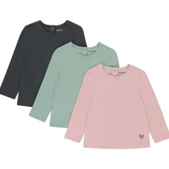 Lot de 3 t-shirts manches longues print cœur pour bébé fille
