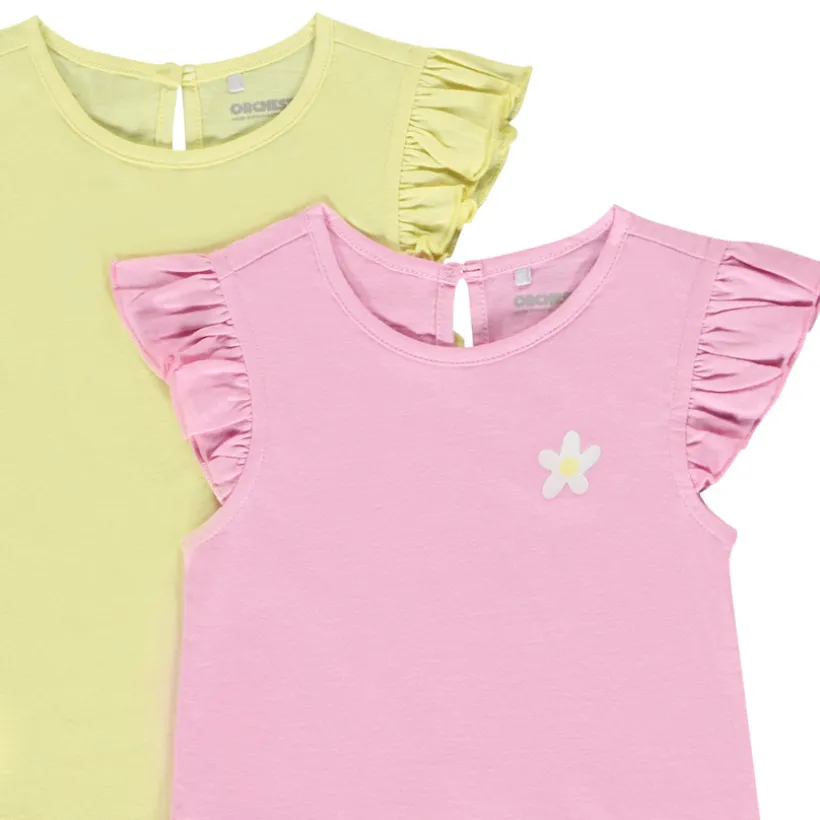 Lot de 4 t-shirts manches volantées fantaisies pour bébé fille