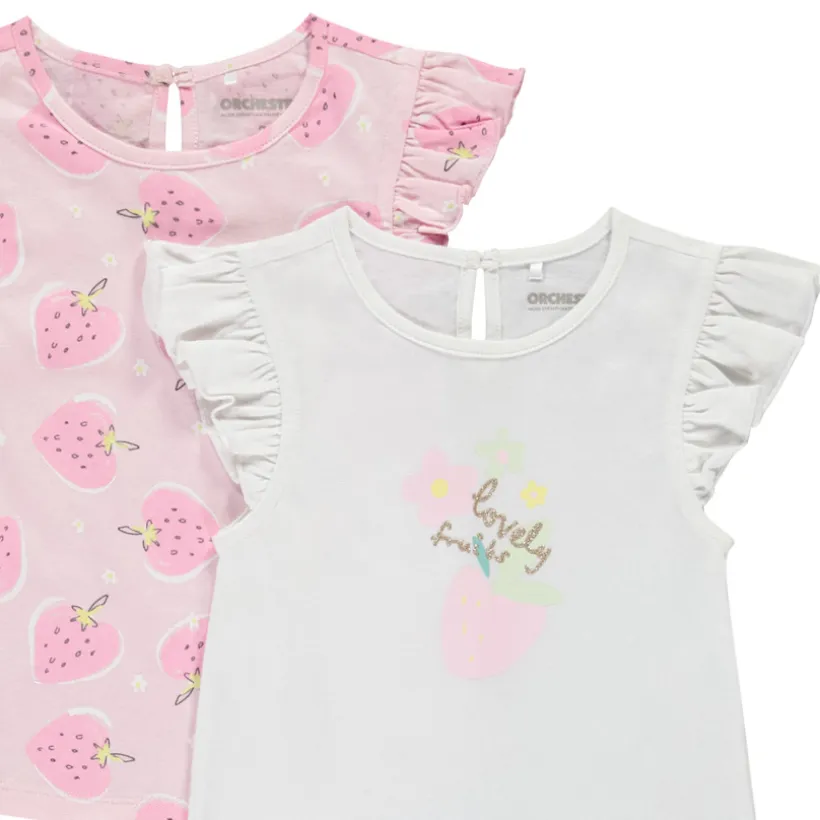 Lot de 4 t-shirts manches volantées fantaisies pour bébé fille