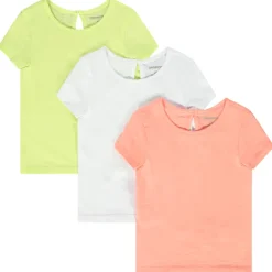 Lot de 3 t-shirts unis en jersey slub pour bébé fille