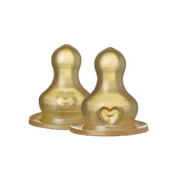 Lot de 2 tétines rondes de biberon en latex débit rapide