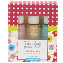 Lot de 3 vernis à ongles - Turquoise/Doré/Rose
