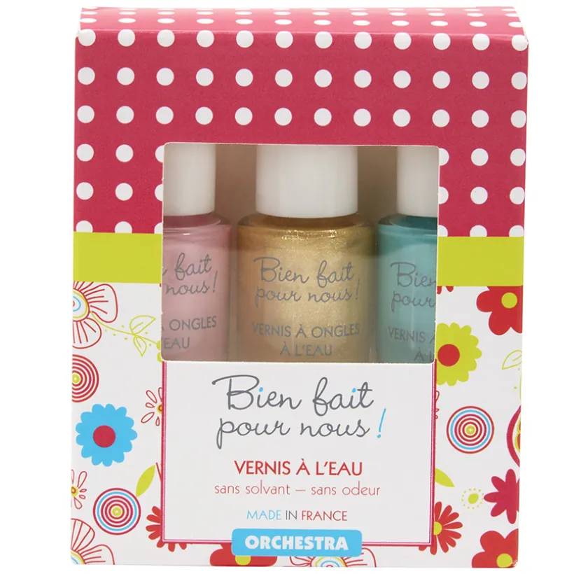 Lot de 3 vernis à ongles - Turquoise/Doré/Rose