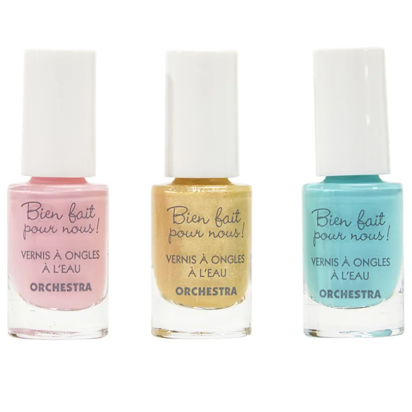 Lot de 3 vernis à ongles - Turquoise/Doré/Rose