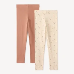 Lot 2 leggings uni et imprimé pour fille
