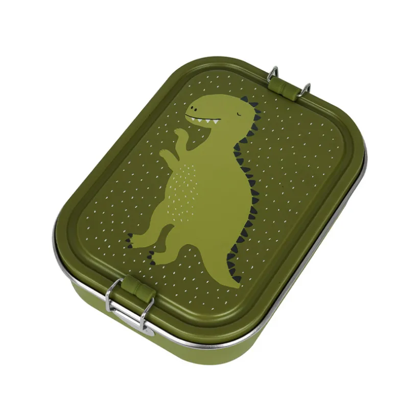 Lunchbox compartimentée en inox Mr. Dino vert